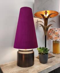 Plum Purple Extra Tall Cone Lampshade in Velvet