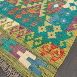 Kilim Rug Classic, Handmade Artisan Afghan Turkish Persian Qashqai Navajo Bohemian Natural Wool Flatweave Multicolour 191x154 cm - thumbnail 2
