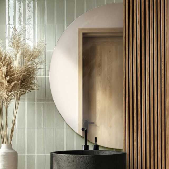 Tall Frameless Mirror, Half Round Elegant Luxury Decorative Mirror Minimalist Bathroom Aesthetic - image 1