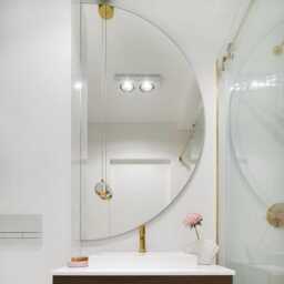 Tall Frameless Mirror, Half Round Elegant Luxury Decorative Mirror Minimalist Bathroom Aesthetic - thumbnail 2
