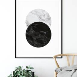 Full Moon Art, Phases Celestial Poster, Print, Geometric La Luna Marble Wall Decor, Abstract Art - thumbnail 2