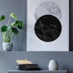 Full Moon Art, Phases Celestial Poster, Print, Geometric La Luna Marble Wall Decor, Abstract Art - thumbnail 3