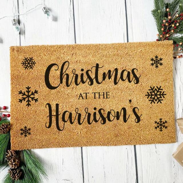 Personalised Family Christmas Snowflake Welcome Doormat - 60x40cm