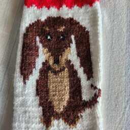 Personalized Hand Knit Dachshund Christmas Stocking - thumbnail 2