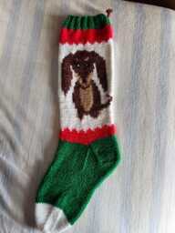 Personalized Hand Knit Dachshund Christmas Stocking
