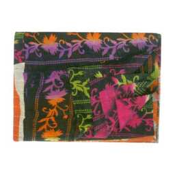 Vintage Floral Kantha Quilt Handmade Bohemian Cotton Throw - 56x80 Inches - thumbnail 4