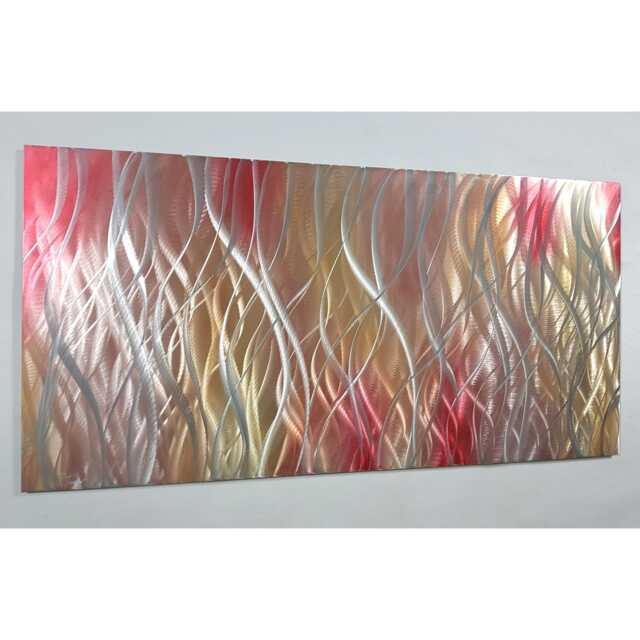 Modern Abstract Metal Wall Art, , Red Copper Brown Silver - image 1