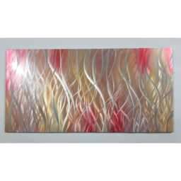 Modern Abstract Metal Wall Art, , Red Copper Brown Silver - thumbnail 3