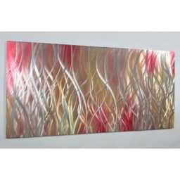 Modern Abstract Metal Wall Art, , Red Copper Brown Silver - thumbnail 1