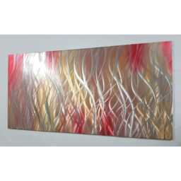Modern Abstract Metal Wall Art, , Red Copper Brown Silver - thumbnail 2