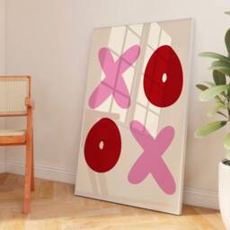 xoxo Poster, Unframed Art, Sign, Gallery Wall Pink Red, Retro, Cool, Funky, 2 Piece Positive, Typography, Bold, Bright Art - thumbnail 2
