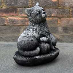 Concrete Cat Statue Playful Kitty Sculpture, Lover Gift - thumbnail 3