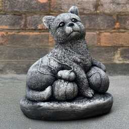 Concrete Cat Statue Playful Kitty Sculpture, Lover Gift - thumbnail 1