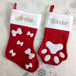 Personalised Pet Christmas Stocking Dog Stockings With Name, Cat Gift, Bone Or Paw - thumbnail 3