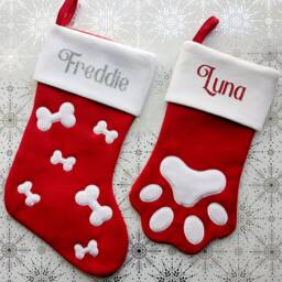 Personalised Pet Christmas Stocking Dog Stockings With Name, Cat Gift, Bone Or Paw - thumbnail 2