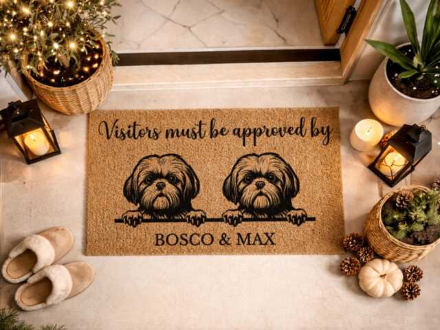 Visitors Must Be Approved By - Personalized Pet Name Mat Unique Home Gift - image 1