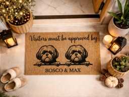 Visitors Must Be Approved By - Personalized Pet Name Mat Unique Home Gift - thumbnail 1