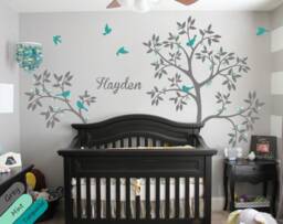 Personalized Baby Name Tree Wall Decal, Nursery Decor - thumbnail 1