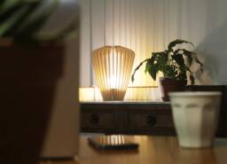 "Scandinavian Wood & Cardboard Table Lamp With Minimalist, Eco-Friendly, Cocoon Design, Recycled Materials, Kido ""Biloba"