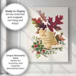 Victorian Autumn Oak Leaves Botanical Scroll Artwork Canvas Wall Art Print Decor Picture Ready To Hang - thumbnail 3