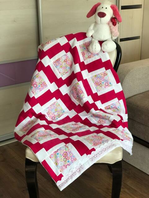Raspberries Dessert/Baby Girl Gift/Personalised Gift/Patchwork Quilt/Birthday Presents/Baby Blankets/Handmade - image 1