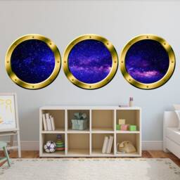 Vwaq Spaceship Window Wall Decals For Kids Rooms - Outer Space Galaxy Stickers - Spw27 - thumbnail 2
