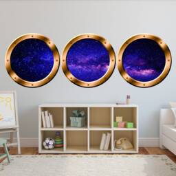 Vwaq Spaceship Window Wall Decals For Kids Rooms - Outer Space Galaxy Stickers - Spw27 - thumbnail 3