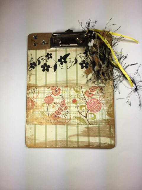 Altered Art Mini Clipboard Floral Scrapbook Paper, Rhinestones - image 1