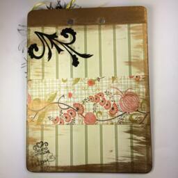 Altered Art Mini Clipboard Floral Scrapbook Paper, Rhinestones - thumbnail 4
