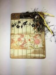 Altered Art Mini Clipboard Floral Scrapbook Paper, Rhinestones - thumbnail 1