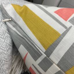 Cretro - Scandi Design Cushion Cover, Cotton Geometric Pillow Cover/Double Sided Grey Black Mustard Scion Fabric - thumbnail 2