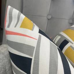 Cretro - Scandi Design Cushion Cover, Cotton Geometric Pillow Cover/Double Sided Grey Black Mustard Scion Fabric - thumbnail 3