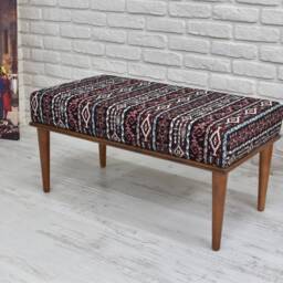 Handmade Bench, Wood Entryway Ottoman Upholstered Hallway Mid Century Modern Entryway Walnut Dye Bench - thumbnail 3