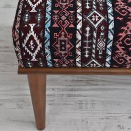 Handmade Bench, Wood Entryway Ottoman Upholstered Hallway Mid Century Modern Entryway Walnut Dye Bench - thumbnail 4