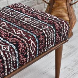 Handmade Bench, Wood Entryway Ottoman Upholstered Hallway Mid Century Modern Entryway Walnut Dye Bench - thumbnail 2