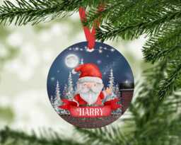 Personalised Santa Christmas Bauble For Children, Custom Name Ornament, Kids Xmas Tree Decoration, Holiday Keepsake - thumbnail 1