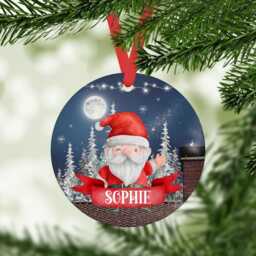 Personalised Santa Christmas Bauble For Children, Custom Name Ornament, Kids Xmas Tree Decoration, Holiday Keepsake - thumbnail 2