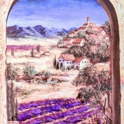 "Lavender Fields Ceramic Wall Art Tile, 8"" By 12" - thumbnail 3