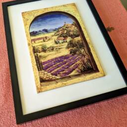 "Lavender Fields Ceramic Wall Art Tile, 8"" By 12" - thumbnail 4