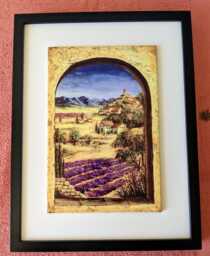 "Lavender Fields Ceramic Wall Art Tile, 8"" By 12" - thumbnail 1