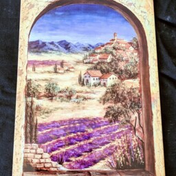 "Lavender Fields Ceramic Wall Art Tile, 8"" By 12" - thumbnail 2