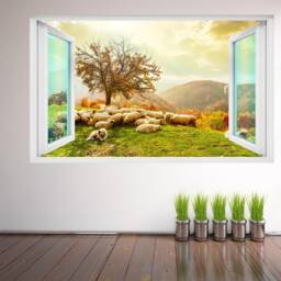 Sheep Plants Trees Wall Decal Sticker Mural Poster Print Art Home Office Farm Decor Ea12 - thumbnail 1