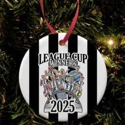 Newcastle Utd League Cup Winners 2025 Xmas Tree Decoration Bauble, Flat Ceramic, Great Gift For Toon Army Fans Howay The Lads
