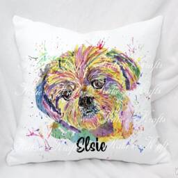 Personalised Watercolour Rainbow Shih Tzu Dog Cushion, Cuddle Pillow, Birthday Gift - thumbnail 3