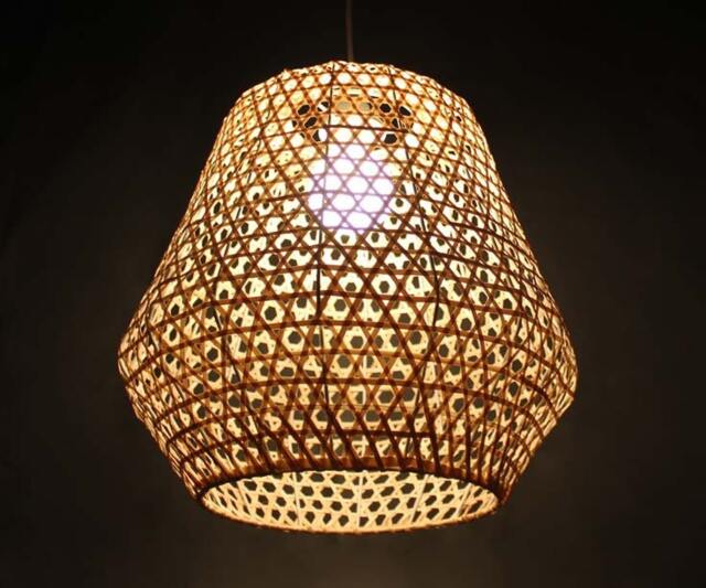 Handwoven Bamboo Pendant Light Rustic Chandelier Lighting Fixture - image 1