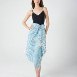 Aqua Blue Rio Jacquard Ethnic Turkish Beach Towel, Cotton Blanket, Quickdry Pool Cover Up, Lightweight Travel Towel - thumbnail 3
