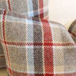 Red Jasper Plaid Wool Pillow Cover, Brown & Cover - Made To Order - thumbnail 2