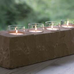 4 Candle Holders For Large Tea Lights With 5 & 10 cm Tall Glass Inserts - thumbnail 2