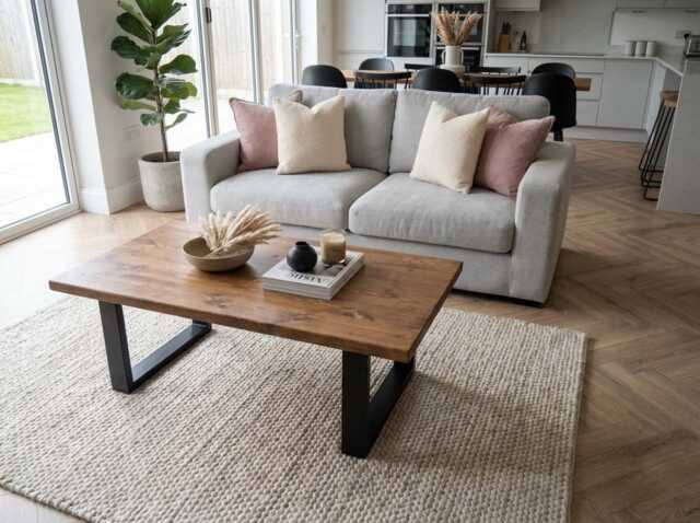 Walnut Stained Solid Wood Coffee Table - Handmade Custom-Size Living Room Table, 80-180cm, UK Made To Order, Free Delivery - image 1