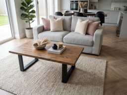 Walnut Stained Solid Wood Coffee Table - Handmade Custom-Size Living Room Table, 80-180cm, UK Made To Order, Free Delivery - thumbnail 1